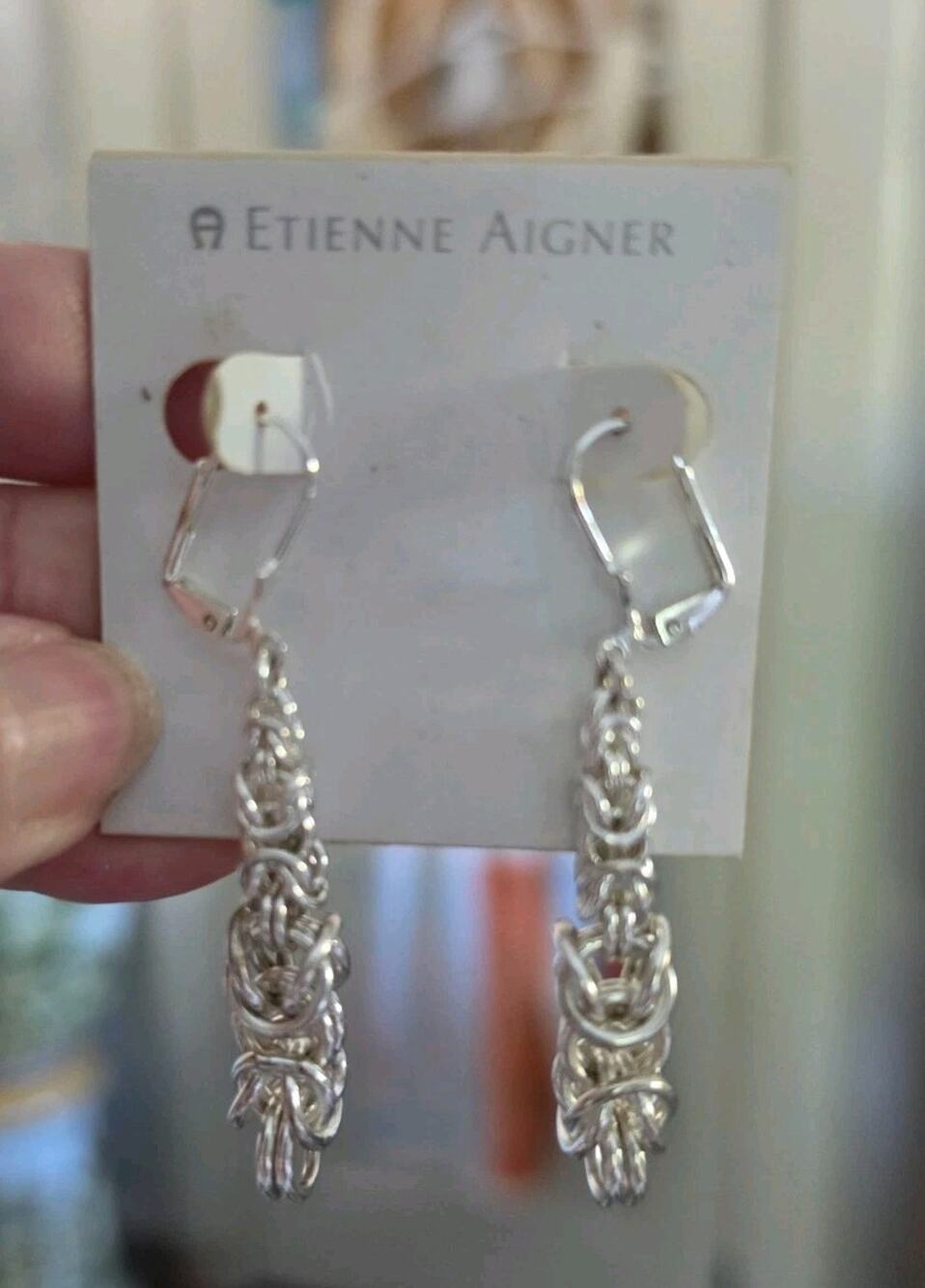 Vintage Etienne Aigner Byzantine Earrings Silver tone